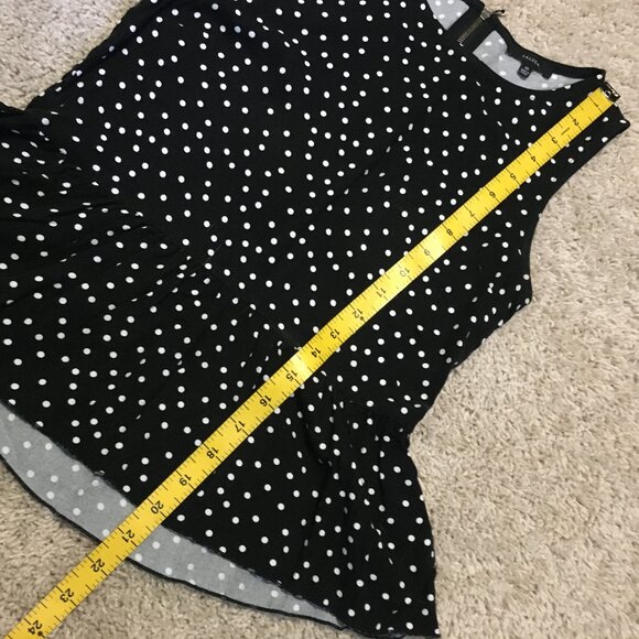 Talula Aritzia Black & White Polka Dot Rayon Babydoll Sleeveless Blouse - Picture 12 of 13